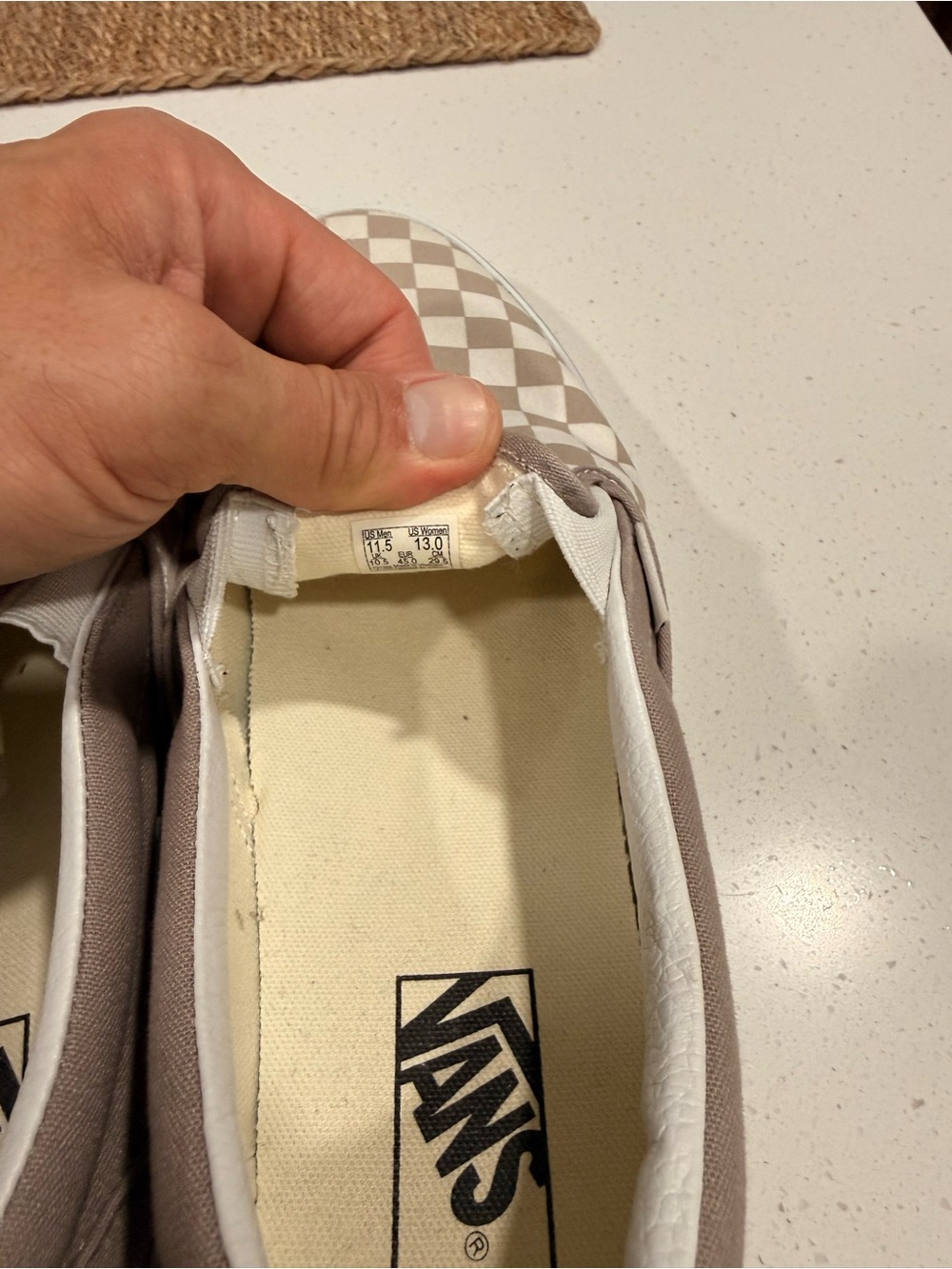 Vans Checkerboard Slip-On Sneakers in Beige and White - Picture 4 of 4